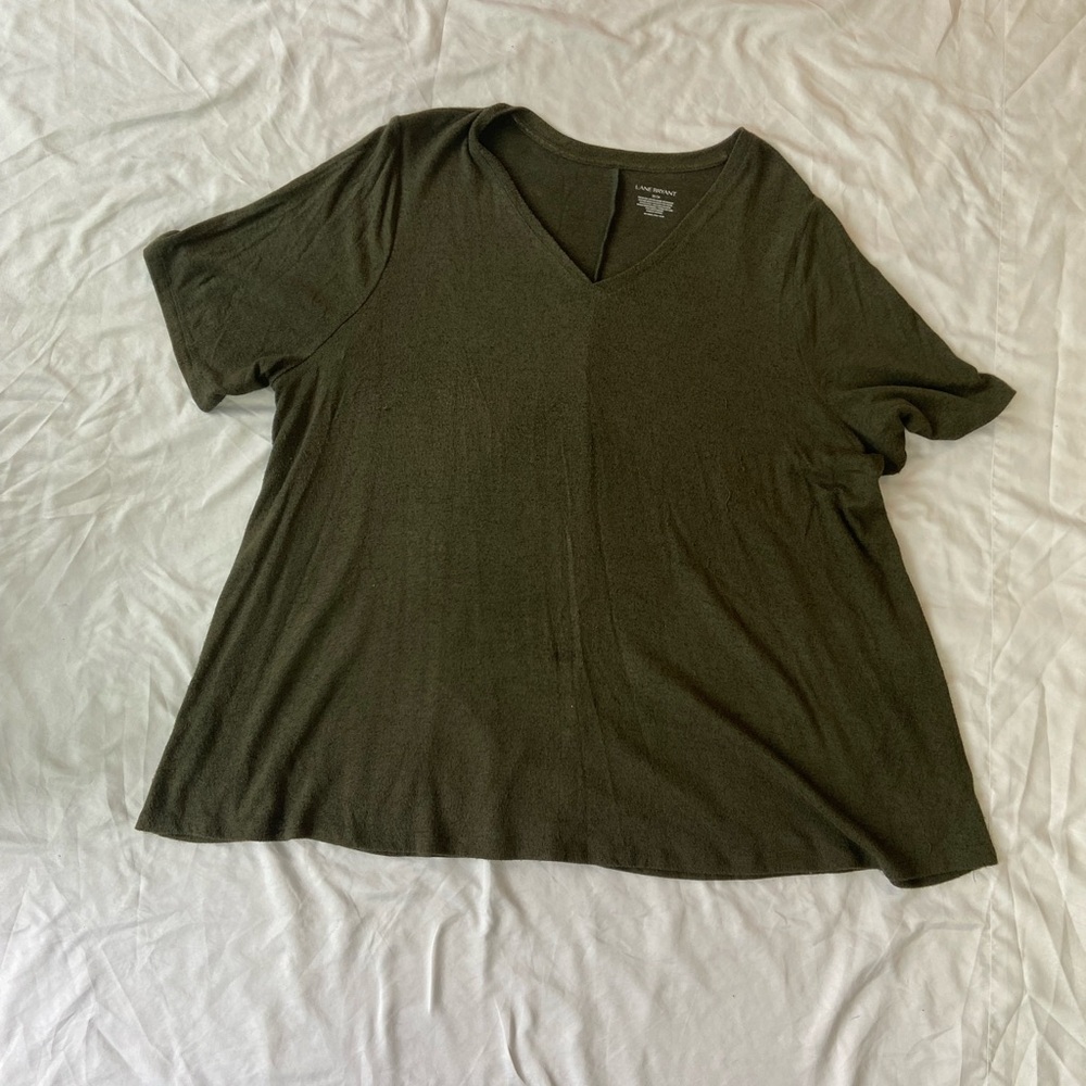 Lane Bryant Green Short Sleeve Boxy T-Shirt